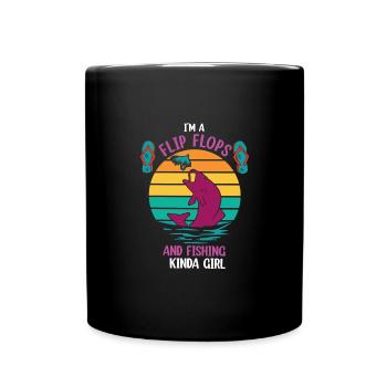 Ich bin ein Flip Flop und Fischer Mädchen - Tasse einfarbig - Schwarz - Vorne