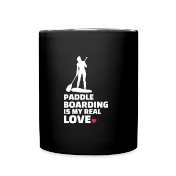 I love paddleboarding - Full Colour Mug - black - Front