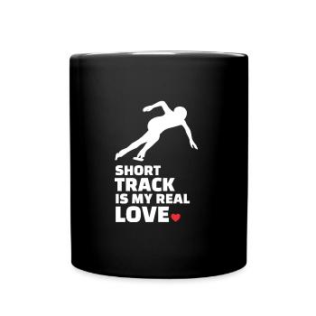 Ich Liebe Shorttrack Und Eislaufen - Tasse einfarbig - Schwarz - Vorne