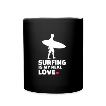 I love surfing - Full Colour Mug - black - Front