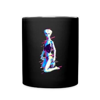 Femme Alien 80 Retro Violet - Mug uni - noir - Devant