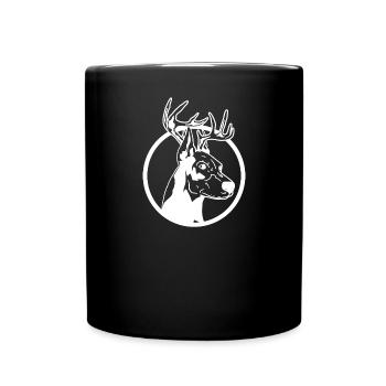 Weihnachts Dobermann - Tasse einfarbig - Schwarz - Vorne