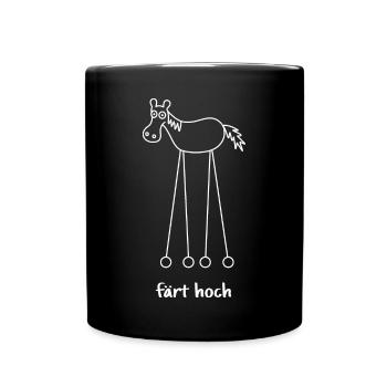färt hoch, hochfahren, färt, Pferd auf Rädern - Tasse einfarbig - Schwarz - Vorne