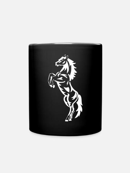 Cheval, équitation, cavalier, chevaux - Mug uni - noir
