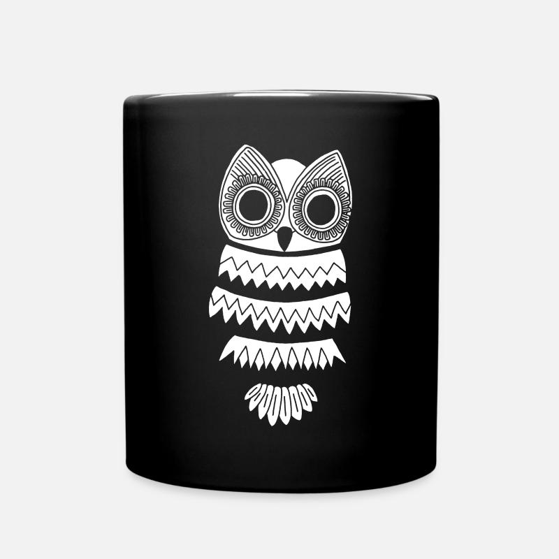 Weiße Eule - Tasse einfarbig - Schwarz