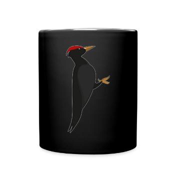 Black Woodpecker Graphic – Modern Bird Portrait - Full Colour Mug - black - Front