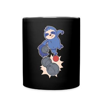 Faultier Boulespieler wirft Boulekugeln Petanque - Tasse einfarbig - Schwarz - Vorne