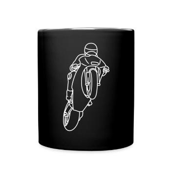 Wheelie extreme avec moto de course - lumineux - Mug uni - noir - Devant