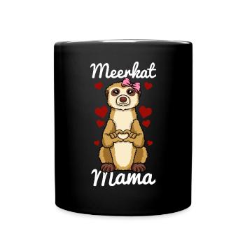 Meerkat Mama Finger Heart Meerkat Animal Ribbon - Tasse einfarbig - Schwarz - Vorne