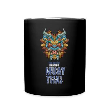 Muay Thai Foo Dog - Thailand Thaiboxen MMA - Tasse einfarbig - Schwarz - Vorne