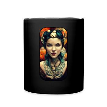 Tattoo Girl Portrait - Full Colour Mug - black - Front