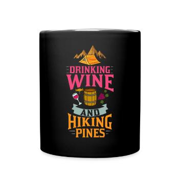 Camping Wine Drinker Beginner Camper Hiking - Full Colour Mug - black - Front