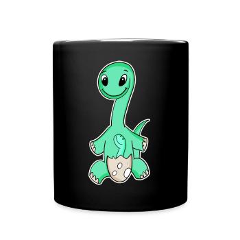 Dinosaurs with Baby Dinosaurs - Full Colour Mug - black - Front