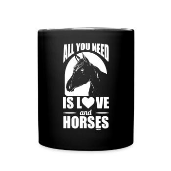 Love and Horses Girls Children Gift - Full Colour Mug - black - Front