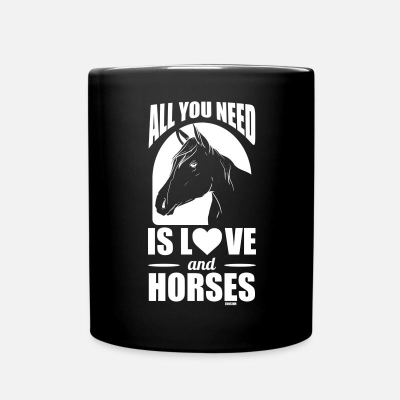 Liebe und Pferde Mädchen Kinder Geschenk - Tasse einfarbig - Schwarz