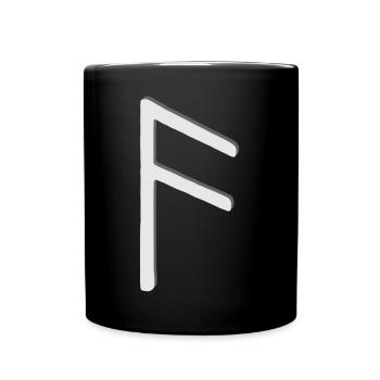 Futhark Runenalphabet Ansuz - Tasse einfarbig - Schwarz - Vorne
