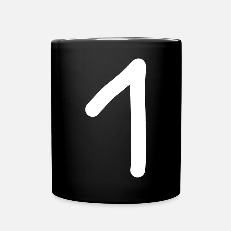 1 Nummer eins Zahl weiß Geburtstag - Tasse einfarbig - Schwarz