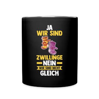 Zwillingsgeschwister Zwilling Zwillinge - Tasse einfarbig - Schwarz - Vorne