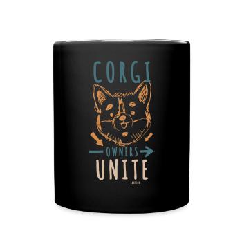 Corgi dog owners - Full Colour Mug - black - Front