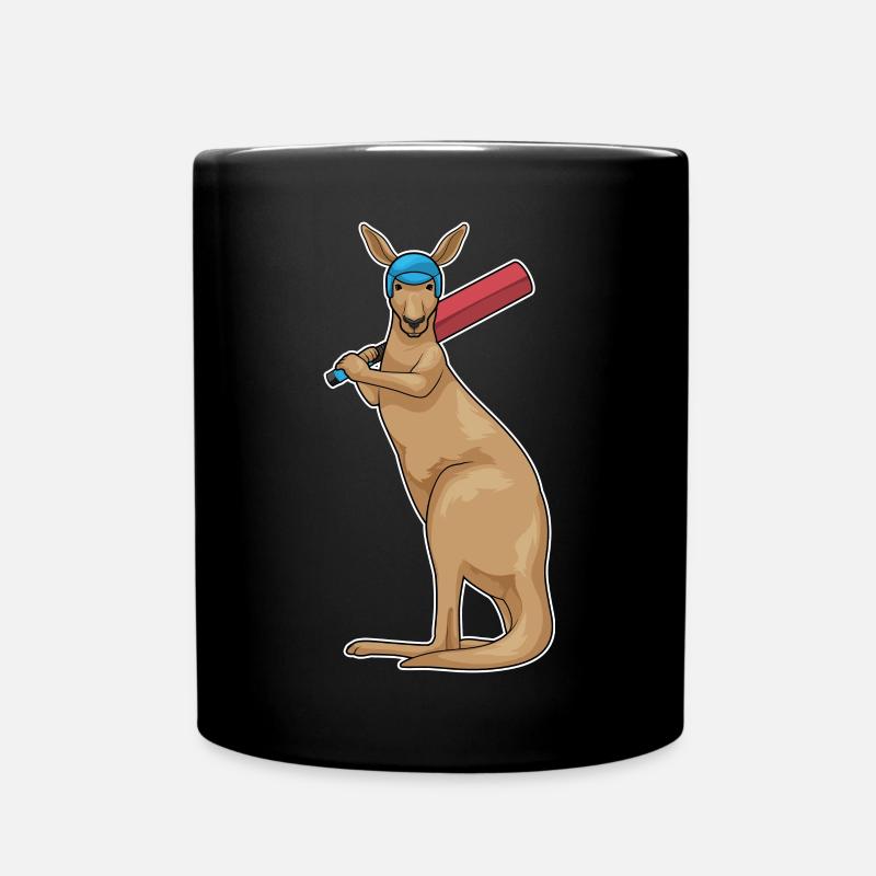 Kangaroo Cricket Cricket Bat - Full Colour Mug - black