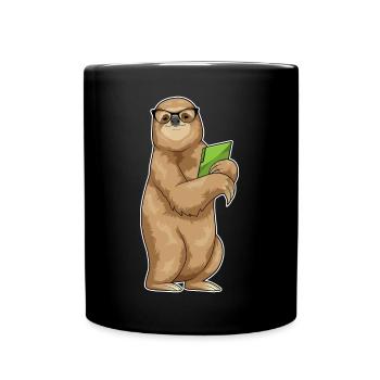Faultier Sekretärin Ordner Büro - Tasse einfarbig - Schwarz - Vorne
