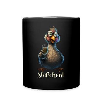 Lustiges Huhn mit Prosecco für den Mädelsabend - - Tasse einfarbig - Schwarz - Vorne