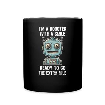 Roboter with a smile Kinder Fantasie Kreativität - Tasse einfarbig - Schwarz - Vorne