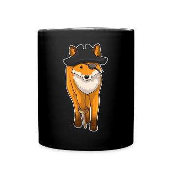Fuchs Pirat Augenklappe - Tasse einfarbig - Schwarz - Vorne