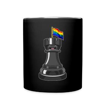 Schachfigur Turm Schach - Tasse einfarbig - Schwarz - Vorne