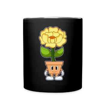 Lustige Pfingstrose - Tasse einfarbig - Schwarz - Vorne