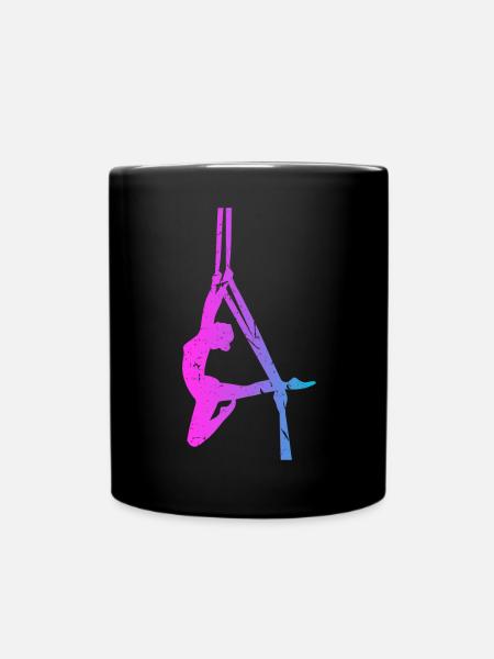 Aerial Dancer Silhouette Aerial Silk Yoga - Tasse einfarbig - Schwarz
