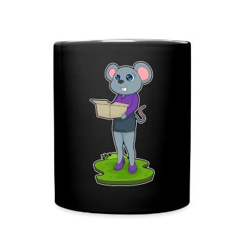 Maus Sekretärin Karton Büro - Tasse einfarbig - Schwarz - Vorne