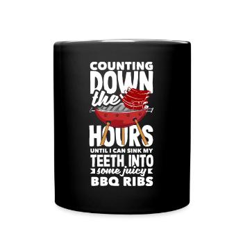 I can sink my teeth into some juicy BBQ ribs - Full Colour Mug - black - Front