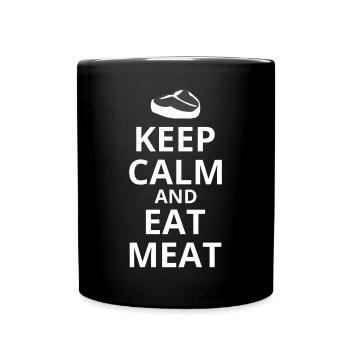 Restez calme et mangez de la viande - Mug uni - noir - Devant