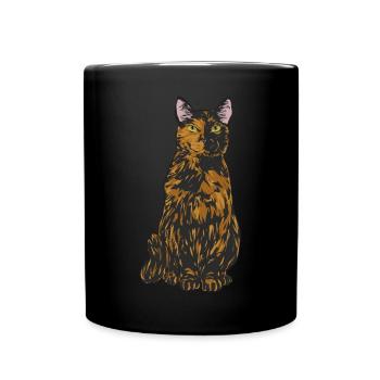 Schildpatt Katze Tortoiseshell Cat Tortie - Tasse einfarbig - Schwarz - Vorne
