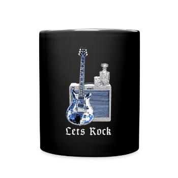 Let's Rock | Guitar, Amplifier, Whisky, Music - Full Colour Mug - black - Front