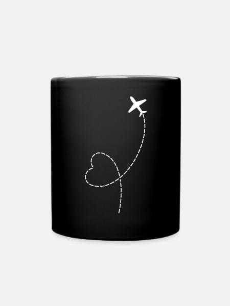 Un avion blanc avec des avions à arc de cœur - Mug uni - noir