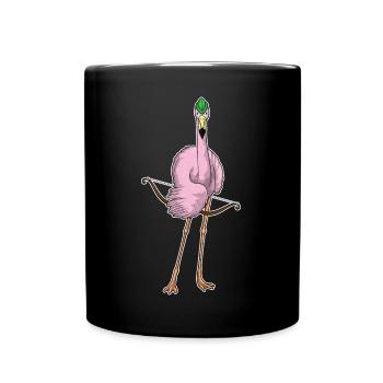 Flamingo Bogenschütze Bogen - Tasse einfarbig - Schwarz - Vorne