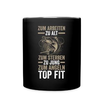 Angel Rentner Ruhestand Fischen Angeln Angler - Tasse einfarbig - Schwarz - Vorne