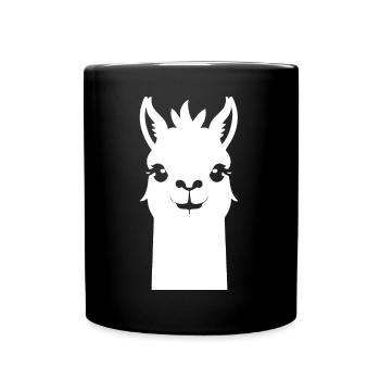 Lustige Lama-Silhouette Freche Spaß-Lamas - Tasse einfarbig - Schwarz - Vorne