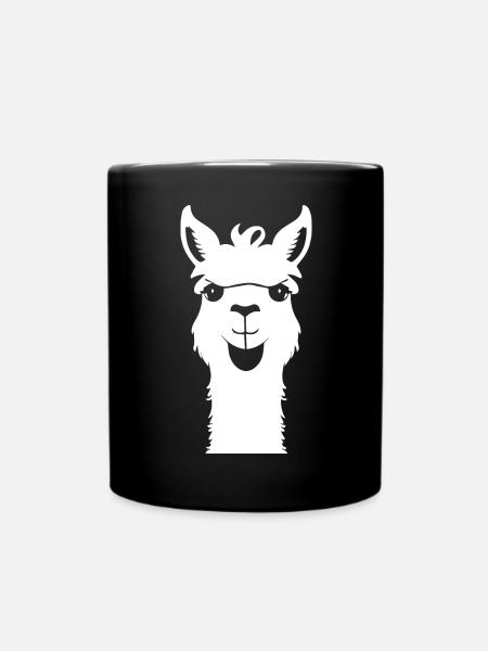 Lustige Lama-Silhouette Freche Spaß-Lamas - Tasse einfarbig - Schwarz