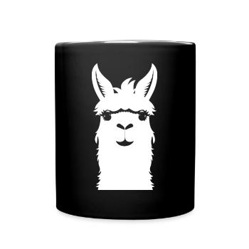 Lustige Lama-Silhouette Freche Spaß-Lamas - Tasse einfarbig - Schwarz - Vorne