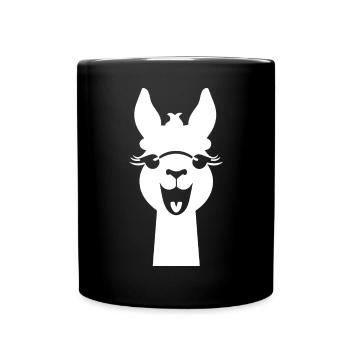 Lustige Lama-Silhouette Freche Spaß-Lamas - Tasse einfarbig - Schwarz - Vorne