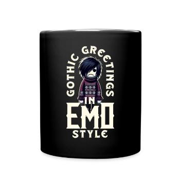 Gothic Greetings in Emo Style Emocore Aesthetic - Tasse einfarbig - Schwarz - Vorne