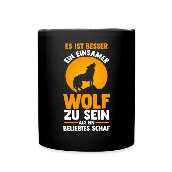 Tier Waldtier Wolf - Tasse einfarbig - Schwarz - Vorne