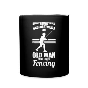 Fechtender Großvater - Tasse einfarbig - Schwarz - Vorne