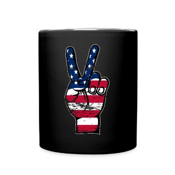 Symbole de victoire de la paix du drapeau des États-Unis utilisé - Mug uni - noir - Devant