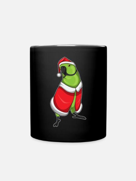 Parrot Christmas Santa Hat - Full Colour Mug - black
