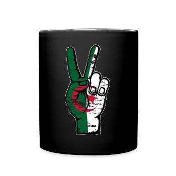 Algeria Flag Peace Victory Symbol used - Full Colour Mug - black - Front
