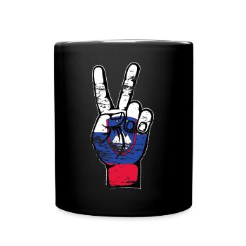 Slovenia Flag Peace Victory Symbol Used - Full Colour Mug - black - Front